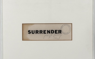 Beuys, Joseph. Surrender II. Titré typographiquement, signé et numéroté au crayon, ainsi qu'avec le tampon...