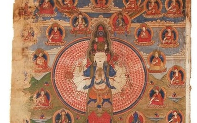 Bodhisattva Avalokiteshvara with Deities Thangka