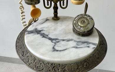 Brass and French marble telephone table, table height 60...
