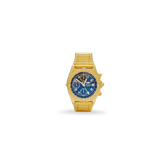 Breitling. An 18K gold automatic calendar chronograph and bracelet
