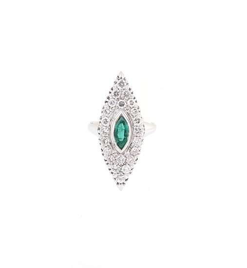 Brillant Diamant Smaragdring zus. ca. 1,35 ct