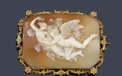 Brooch-cameo in shell representing the two Greek gods