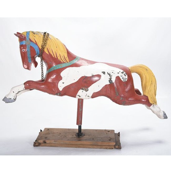 Brown and White Carousel Horse.