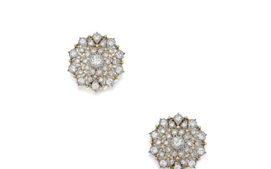 Buccellati Pair of Two-Color Gold and Diamond Earclips