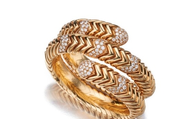 Bulgari Gold and Diamond 'Spiga' Bracelet