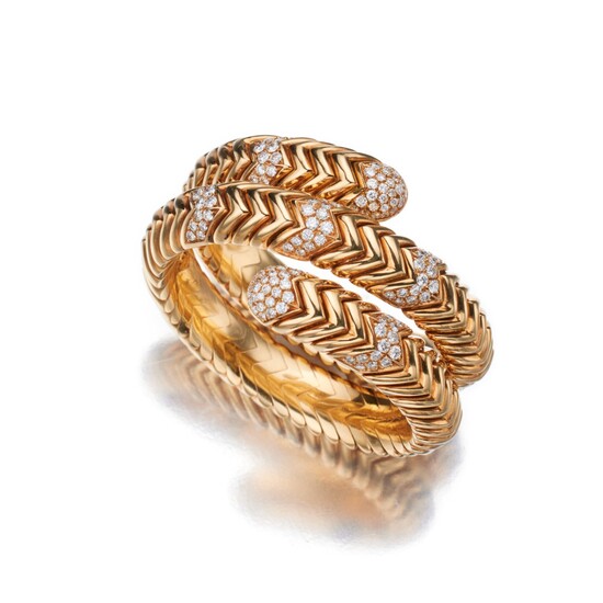 Bulgari Gold and Diamond 'Spiga' Bracelet