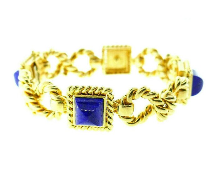 Bvlgari Bulgari 18k Yellow Gold Lapis Braided Bracelet