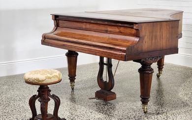 C. Bechstein boudoir rosewood baby grand piano (serial no. 3788, ca 1910), together with Victorian upholstered stool, 91 x 140 x 161cm
