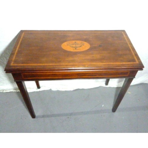 C19th Mahogany Card Table with rectangular fold-over top, on...