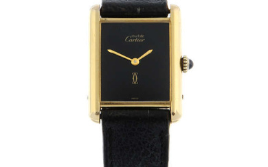 CARTIER - a gold plated silver Must de Cartier Tank wrist watch, 23mm.