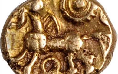 CELTIC BRITAIN. Atrebates & Regni. Commius. AV 1/4 Stater (1.21 gms), Southern mint, ca. 30-25 B.C. NEARLY EXTREMELY FINE.