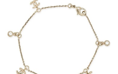 CHANEL, A CC CHARM BRACELET, comprising clear gemstone and CC logo charms, 19.0cm, 3.8g. Includes...