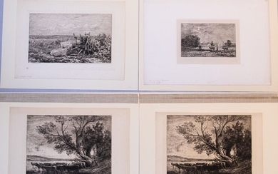 CHARLES FRANCOIS DAUBIGNY (FRENCH, 1817-78) ETCHINGS WITH DRYPOINT, ON VARIOUS PAPERS, H 5.375-10", W 8.625-13.25"