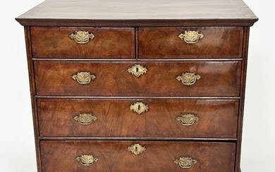 CHEST, early 18th century English Queen Anne figured walnut ...