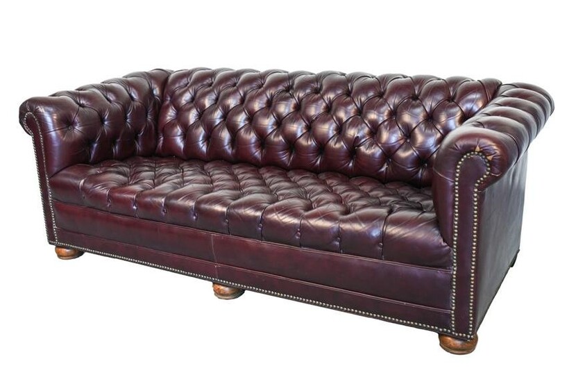 CHESTERFIELD STYLE TUFTED LEATHER SOFA
