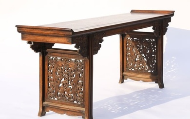 CHINESE HUANGHUALI EVERTED RIM LONG ALTAR TABLE