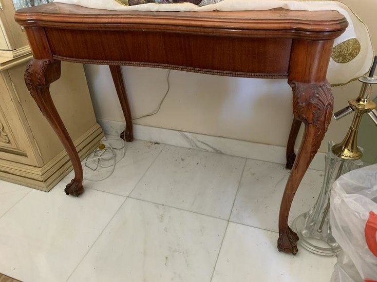CHIPPENDALE STYLE CARVED WOOD LEGS CONSOLE TABLE