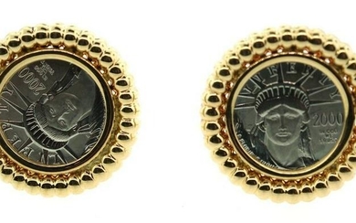 COOL Platinum & Gold Liberty Coin Earrings