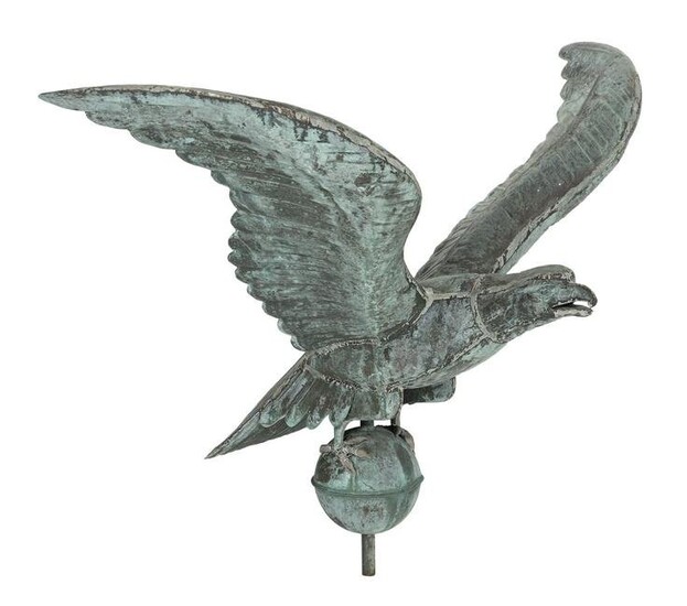 COPPER FULL-BODIED EAGLE WEATHER VANE 20th Century
