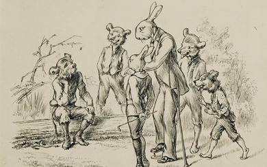 CULMER BARNES. "The Bunny Stories." Together, 7 illustrations for pages 24, 44, 45,...