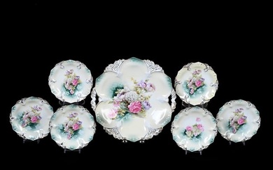 Cake Set Marked R.S. Prussia, Glass Bowl Decor
