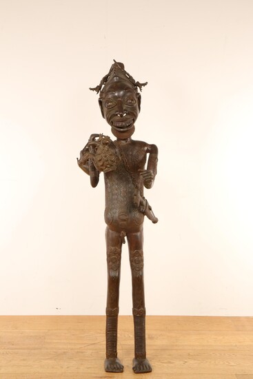 Cameroon, bronze standing male figure