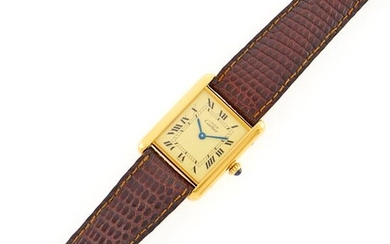 Cartier Paris Gold-Plated Silver 'Must de Cartier' Tank Wristwatch
