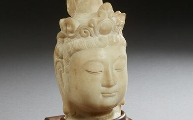Carved Marble Head of Buddha, 19th c. or earlier
