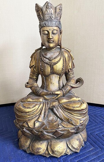 Carved & Gilded Wood Statue of Buddha, RM2A