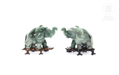 Carved elephant pair, China.