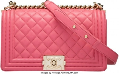 Chanel Pink Quilted Calfskin Leather Medium Boy