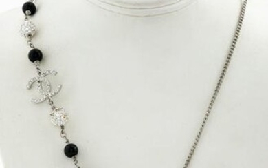 Chanel Silver-Tone & Rhinestone Dice Necklace