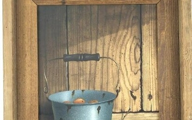 Charles Adkerson Still life of fruit in bucket. Oil on