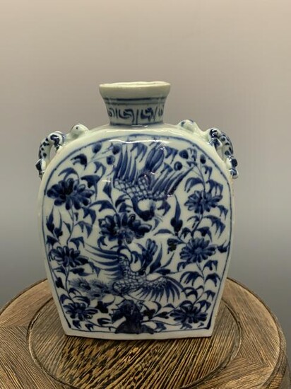 Chinese Blue and White Phoenix Vase
