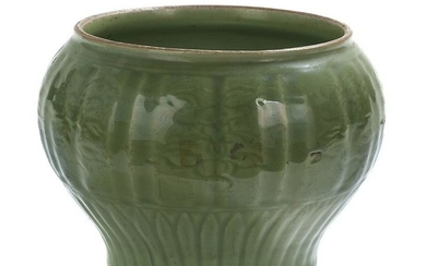 Chinese Fluted and Carved Pot