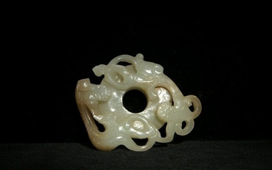 Chinese Jade Carved Chilong Bi, Ming