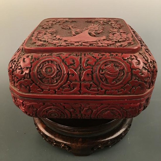 Chinese Lacuqare Ware Square Box and Cover, Qianlong