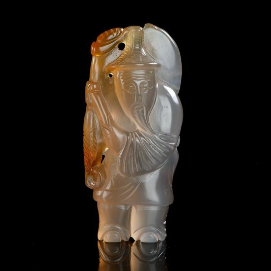 Chinese Red Agate Carving - old man