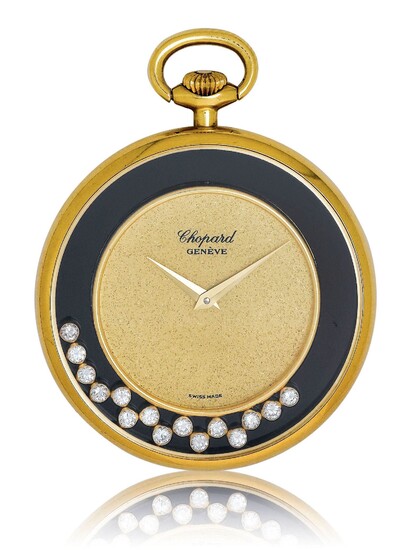 Chopard, "Happy Diamonds", très rare et attrayante montre à queue, années 70. Or jaune 750.D...