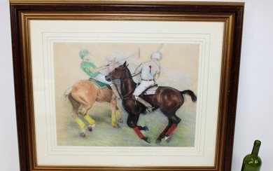 Chris S. Parker pastel on paper Polo Players