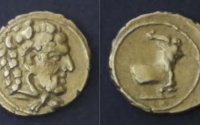 Chypre – Euagoras I (410-374 avant J.C) 1/12e de Statère A : Tête d’Heraclès à...