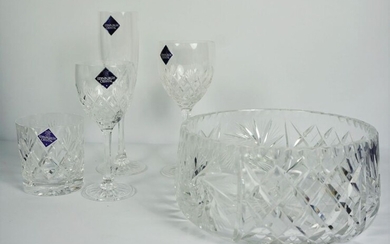 Collection of Boxed Edinburgh Crystal, Comprising of a Set of Six Champagne Flutes, Set of Six
