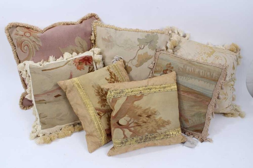 Collection of seven Aubusson tapestry cushions