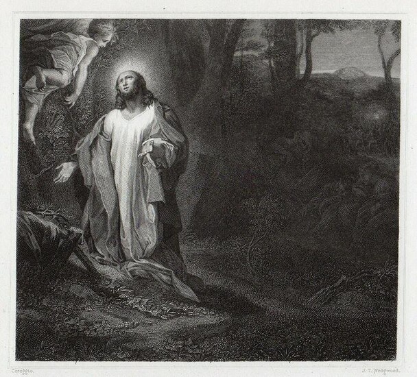Correggio Christ praying in the garden 1834 Engraving Signed