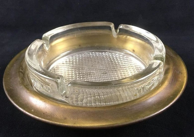 Crystal Ashtray in a Brass Bowl