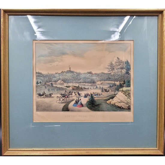 Currier And Ives Central Park NY "The Lake" Framed Lithograph