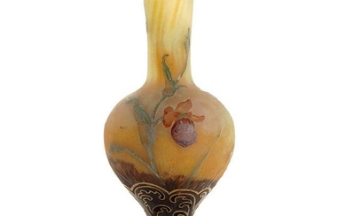 DAUM NANCY Petit vase balustre en verre jaspé