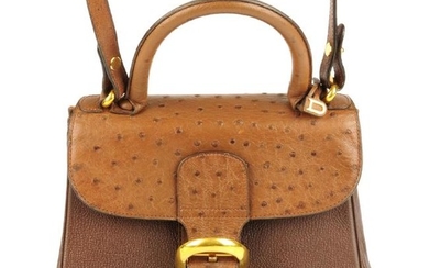 DELVAUX - a Brilliant ostrich leather handbag. Crafted