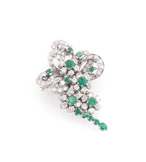 Diamant Smaragd Brosche