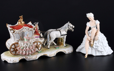 Dresden / Schaubach horse carriage and ballet dancer, Kutsche und Ballerina